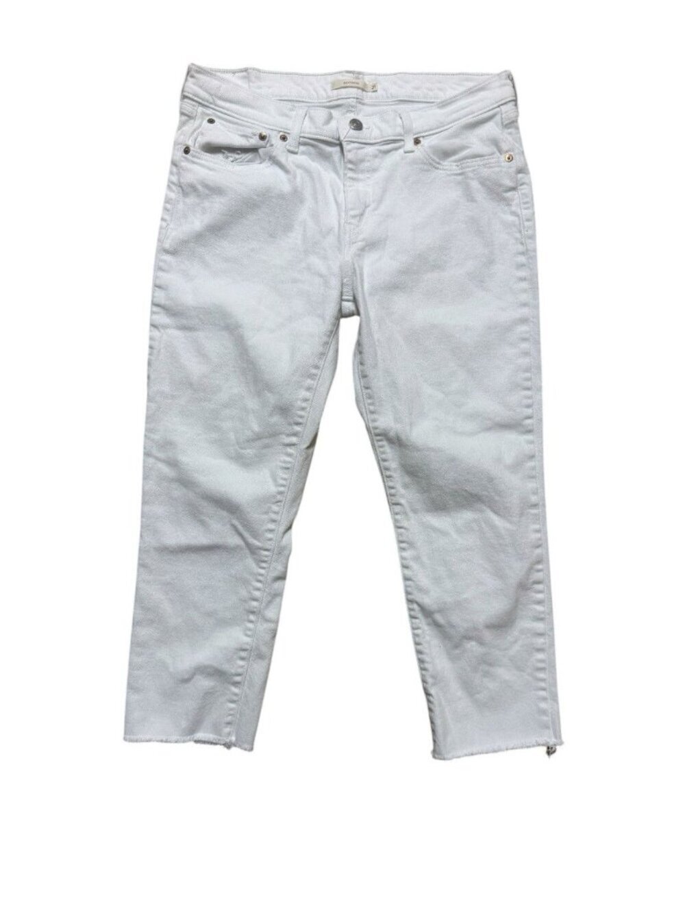 Levi’s Boyfriend Jeans White Raw Hem Stretch Denim Women’s 31